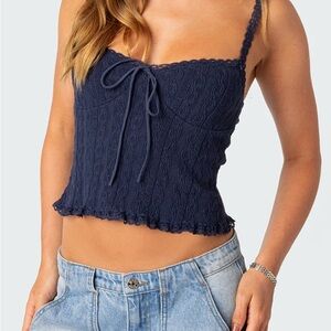 Edikted Navy Blue Lace Camisole